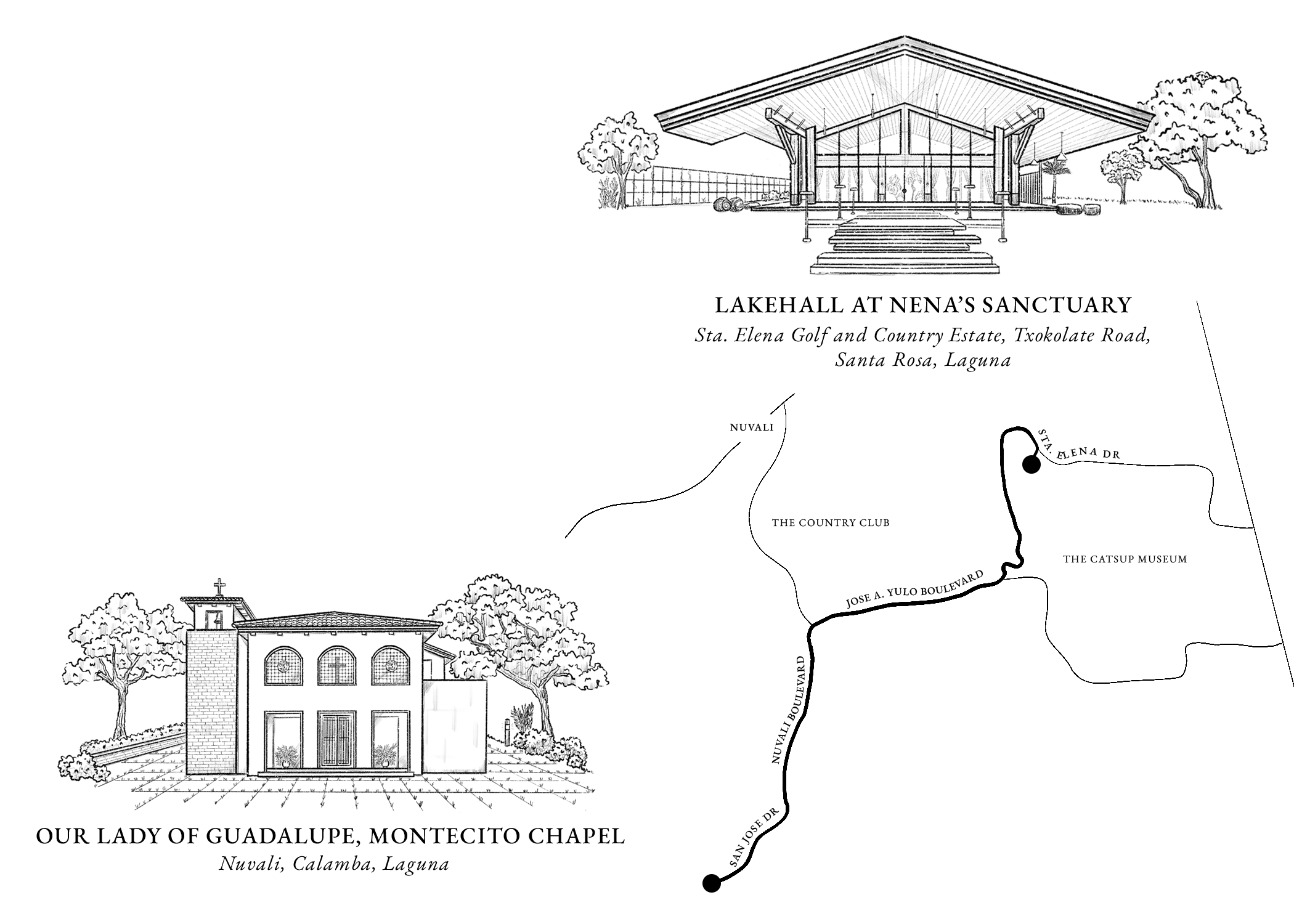 Map from Our Lady of Guadalupe Montecito Chapel to Lakehall Nena’s Sanctuary